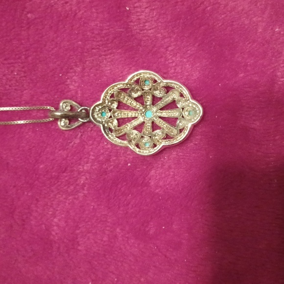 Turquoise and 18k gold over sterling silver. 5 pieces of turquoise bezel set. - Picture 8 of 8